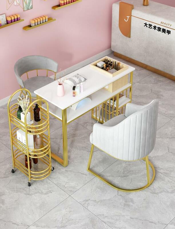 Ensemble de table et chaise de manucure, table à ongles multifonctionnelle avec tiroir, double couche, simple, double, célébrité, magasin