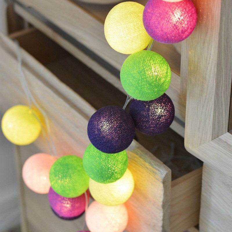 QYJSD-guirnalda LED de 3M, bola de algodón, Bombilla de cuerda, para interior, Navidad, vacaciones, boda, BabyBed, luces de hadas para puerta, decoración