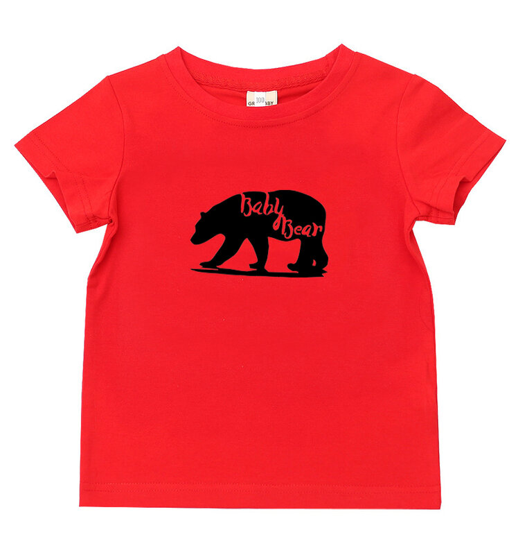 Хлопковая футболка для девочек и мальчиков, с принтом медведя
