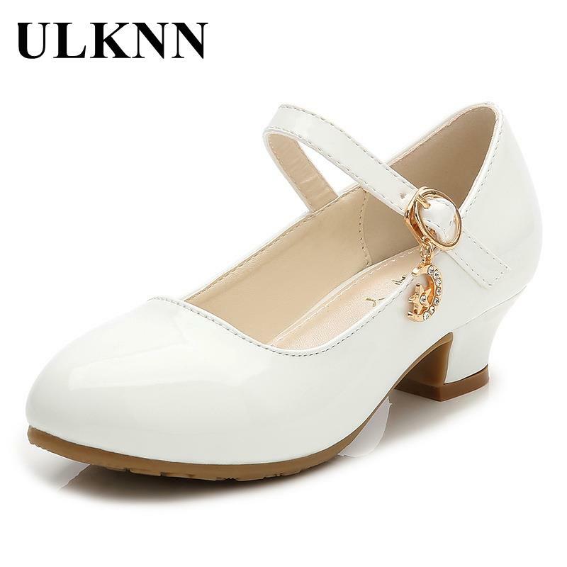 Sepatu Kulit Anak Perempuan Sepatu Hak Tinggi Putri Putih untuk Anak Perempuan Gaun Dansa Pertunjukan Siswa Sandal 26-41