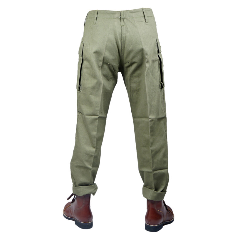 Salopette en coton HBT du Corps des Marine américains, pantalon d'uniforme, pantalon d'extérieur, vert, seconde guerre mondiale