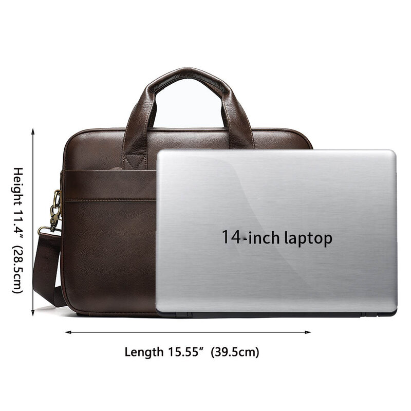 WESTAL-maletín de piel auténtica para hombre, bolsa de mensajero para ordenador portátil 14, Cartera de negocios para documentos A4 7022