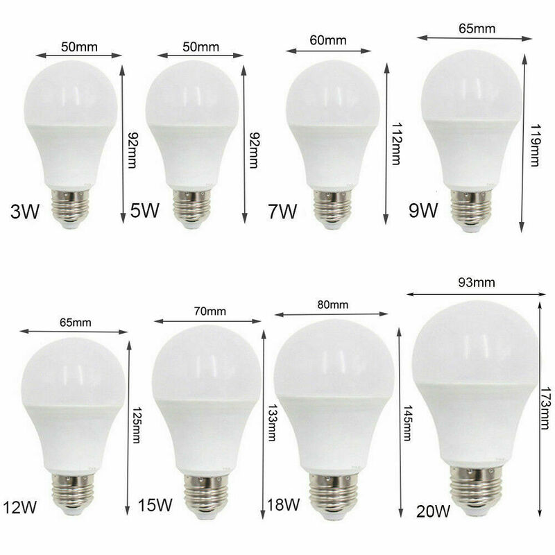 5ชิ้น E27 3W 5W 7W 9W 12W 15W 18W 20W หลอดไฟ LED สีขาวนวลอบอุ่น220V-240V โคมไฟ LED สำหรับสำนักงานบ้าน