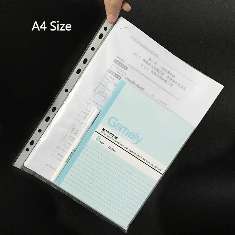 100 szt. 11 otworów A4 Folder okrągły otwór foldery torba przezroczysty dziurkowany Folder zgłoszenia luźny liść arkusz dokumentów ochraniacze torba