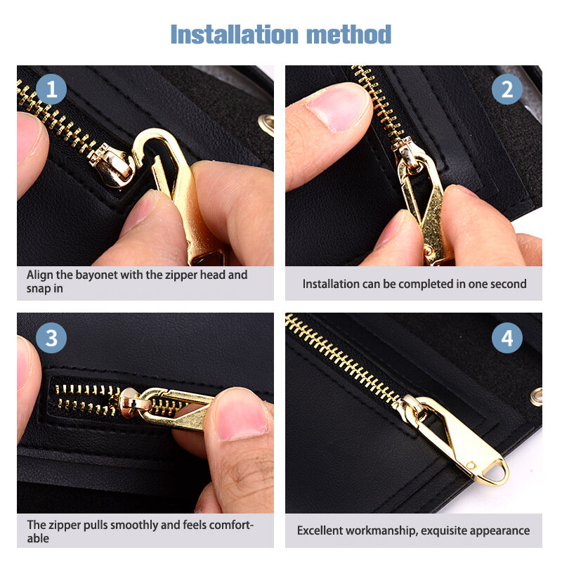 2 pc/lote kits de reparo com zíper de metal zippers relâmpago extrator para zíper slider diy costura artesanato costura moda metal zip