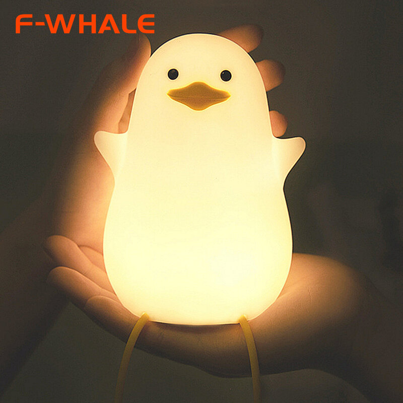 USB Rechargeable Bedside Night Light Duck Silicone Children's Night Lamp Bedroom Decor Kids Christmas Gift Phone Live Support