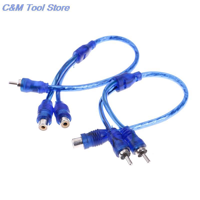 Car Audio Adapter Cable Wire Connector, 2 RCA fêmea para 1 RCA Masculino Splitter, Sistema de áudio do carro, Subwoofer Speaker portátil
