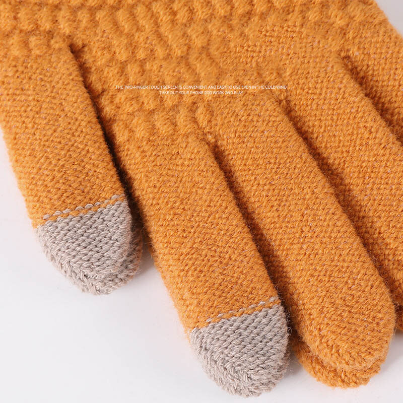 Gants en laine tricotés, unisexe, garder au chaud, pour écran tactile, en cachemire, épais, coupe-vent, élastique, doux, pour femmes et hommes, nouvelle collection hiver