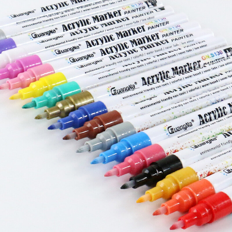 GN 36Colors 0.7mm Acrylic Paint Marker Pen Marking Color Paint Pens For Ceramic Rock Glass Porcelain Mug Wood Fabric Canva Paint