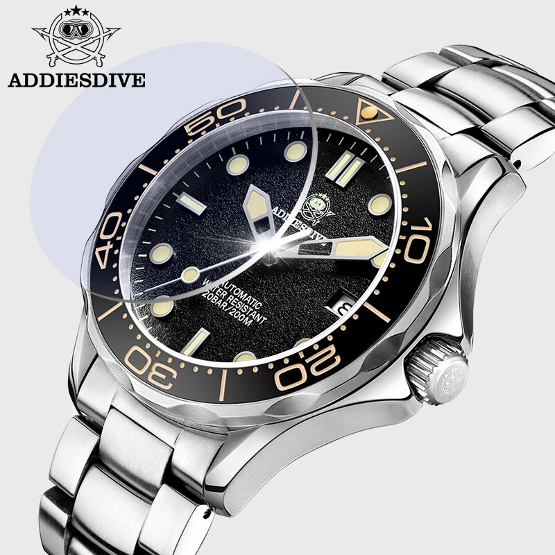 Мужские часы ADDIESDIVE 200 м водонепроницаемые C3 Супер Светящиеся сапфировые кристаллы NH35 автоматические механические часы relogios masculino