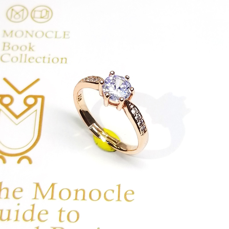 韓国のファッション-ダイヤモンドの形をしたリング,6つのリング,銅メッキ,シルバー,マイクロがちりばめられた,チェーン,ジュエリー