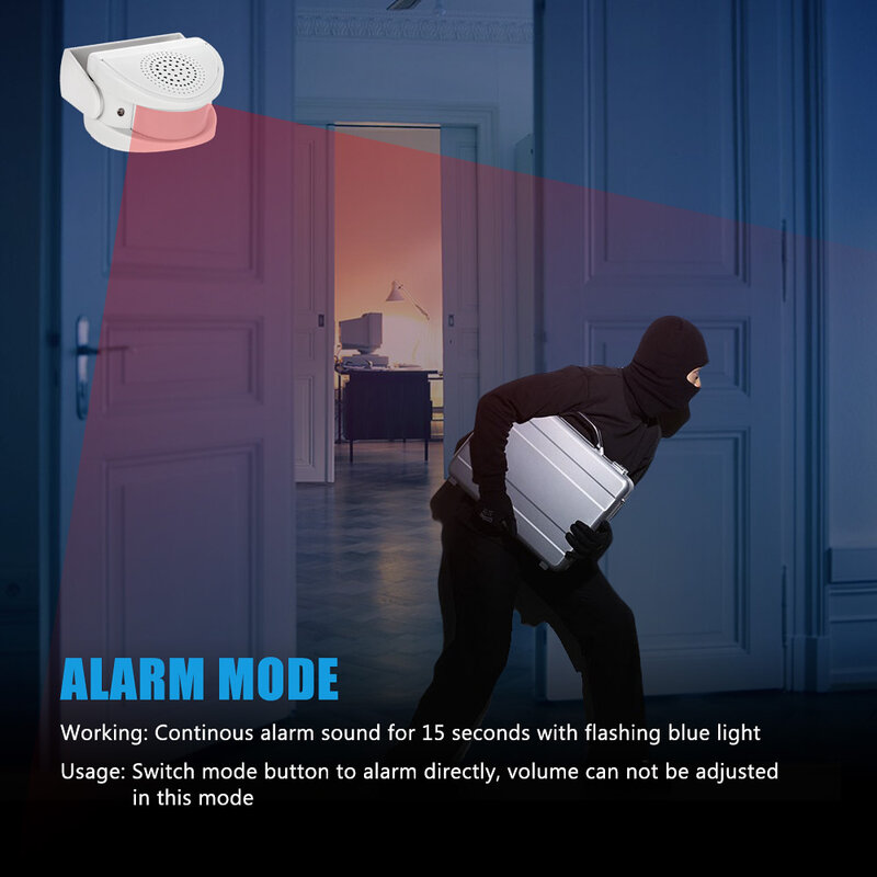 KERUI M5 32เพลง Wireless PIR เซ็นเซอร์ตรวจจับการเคลื่อนไหวประตู Bell Shop ผู้เยี่ยมชมการแจ้งเตือน Chime Alarm Burglar Doorbell สำหรับสำนักงาน/ความปลอดภัยในบ้าน