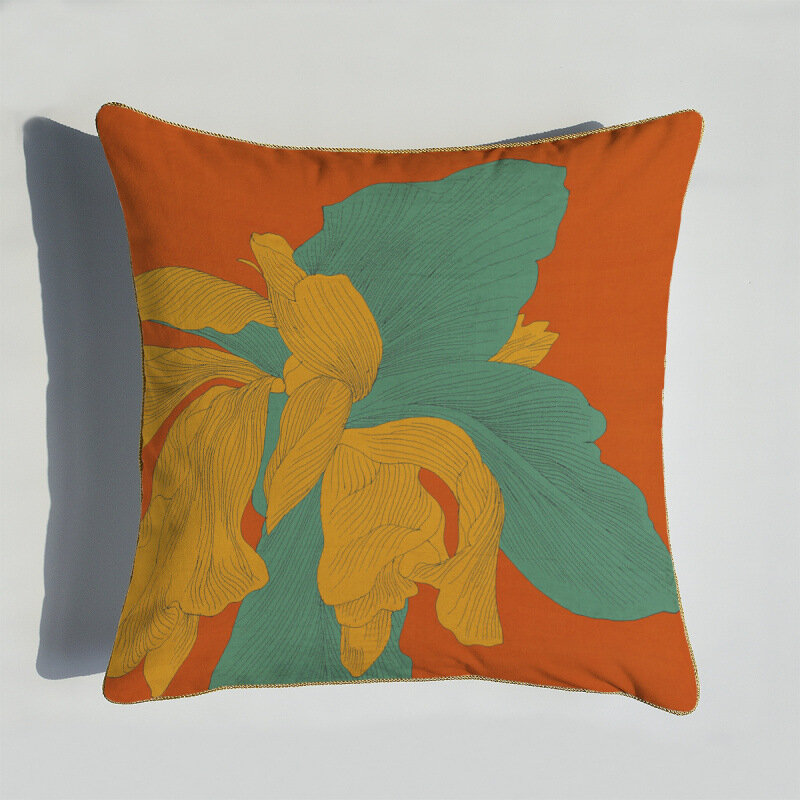 Funda de cojín de terciopelo de caballo naranja de lujo, funda de almohada estampada doble, suave, decorativa para el hogar, sofá