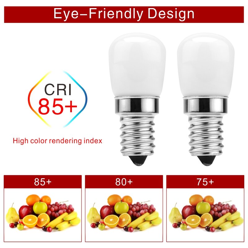 3W E14 LED 냉장고 전구, 냉장고, 옥수수 전구, AC 220V, LED 램프, 흰색, 따뜻한 흰색, SMD2835, 할로겐 조명 교체, 2 개/묶음