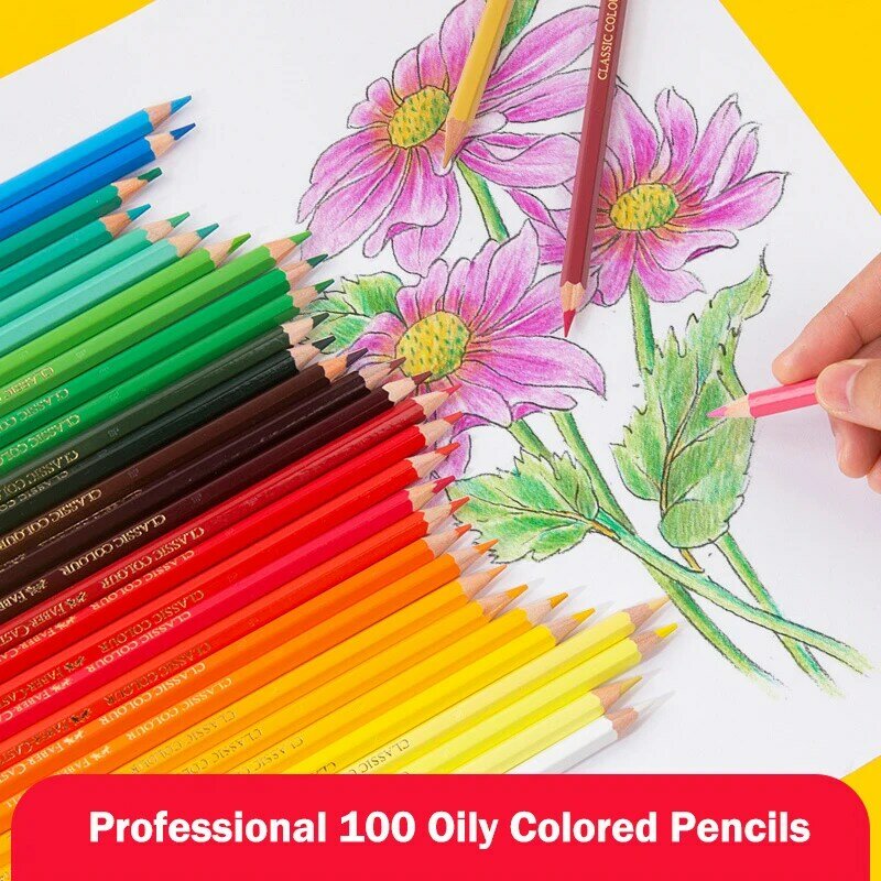 FABER-CASTELL-Lápis Colorido Tin Box Set, Esboço Desenho Lápis, Escola Crianças Presente, Art Supplies, Novo, 50 cores, 100 cores