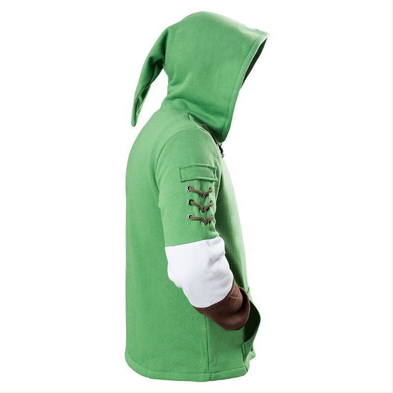 Sweat à capuche zippé en coton pour adultes, veste à manches longues, manteau vert, costume de cosplay, sweat-shirt Link