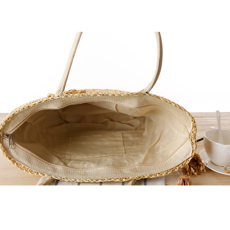 Плетеная вручную Соломенная пляжная сумка через плечо с золотистой нитью и крючком для морского побережья, модные летние женские сумки крючком