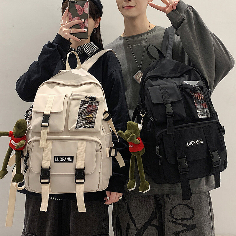 Multiple pocket backpack men lona insert fivela designer saco adolescente portátil mochilas estudante faculdade sacos de escola para mulher