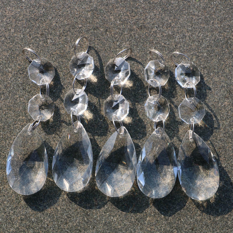 Lustre transparent en verre cristal, pièces de lampe prismes suspendus, pendentifs avec perles octogonales en cristal, pièces d'éclairage
