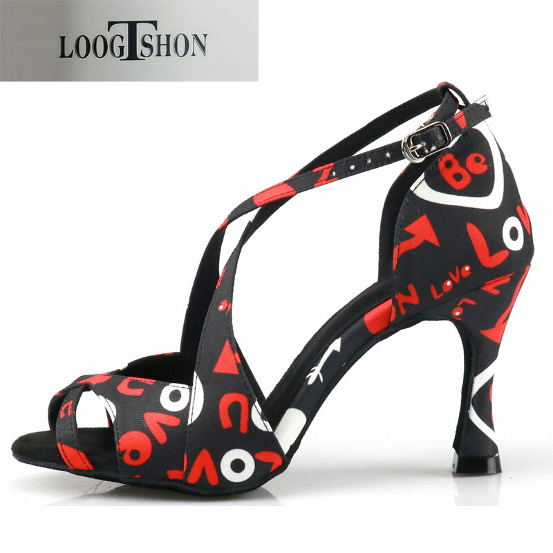 LOOGTSHON ละตินน้ำเต้นรำรองเท้าผู้หญิงรองเท้าแฟชั่นรองเท้าส้นสูงรองเท้าแจ๊ส