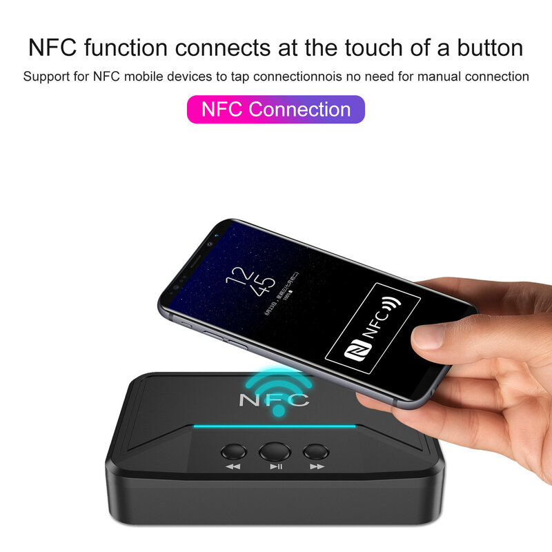 AUX 인터페이스 블루투스 오디오 수신용, 3.5mm 스위칭 구형 스피커, 2RCA 오디오 파워 앰프 어댑터, NFC5.0