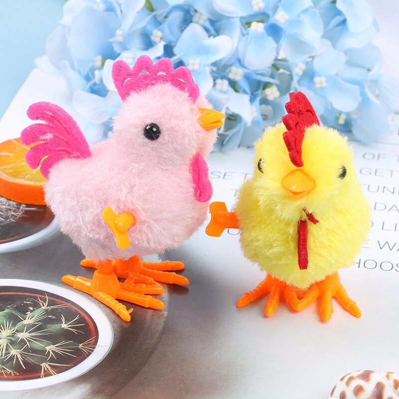 Cute Plush Wind Up Chicken for Kids, brinquedo educativo, Clockwork, Jumping, Walking Chicks, brinquedos para crianças, presentes de bebê, cor aleatória, 1pc