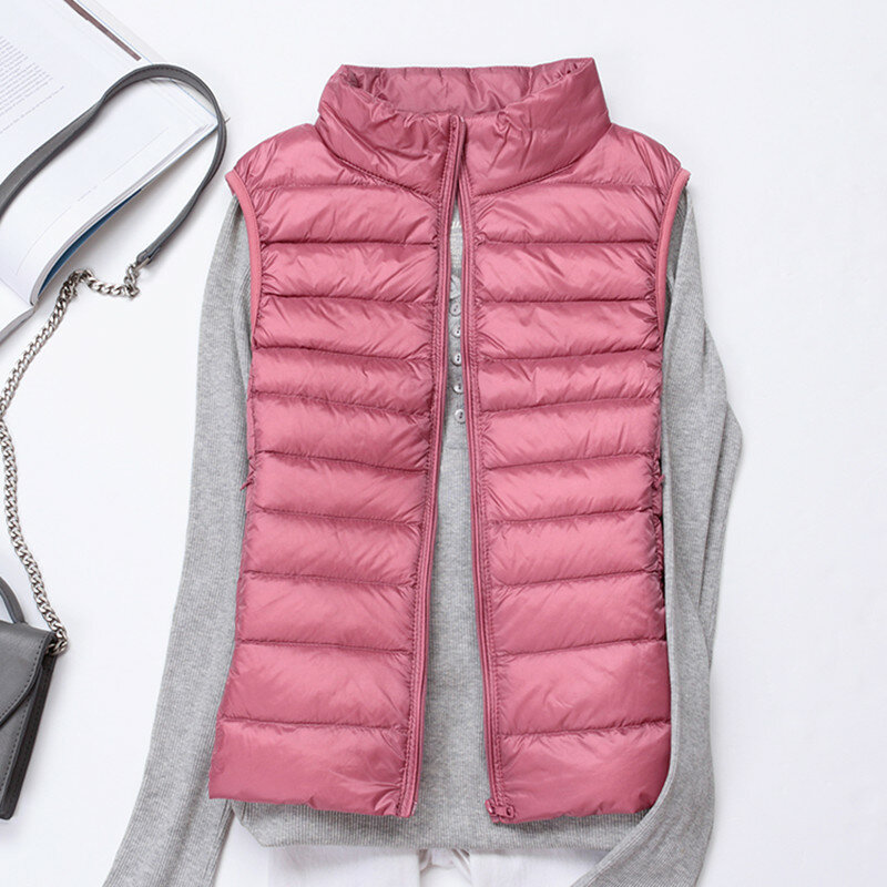 High-quality Women's White Duck Down Vest Sleeveless Jacket Winter Light and Warm Portable Windproof Woman Jacket Vest Ak551