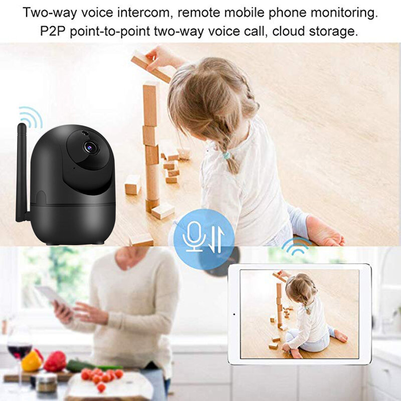 Black Smart Home Security Surveillance 1080P Cloud IP Camera Auto Tracking Network Wireless CCTV YCC365 PLUS WiFi Camera