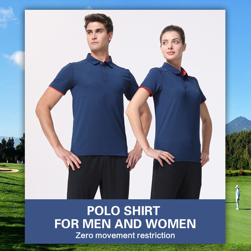 T-Shirt da uomo estive abbigliamento da Golf Polo da bavero ad asciugatura rapida T-Shirt sportiva a maniche corte abbigliamento da Golf Casual in poliestere Outdoor