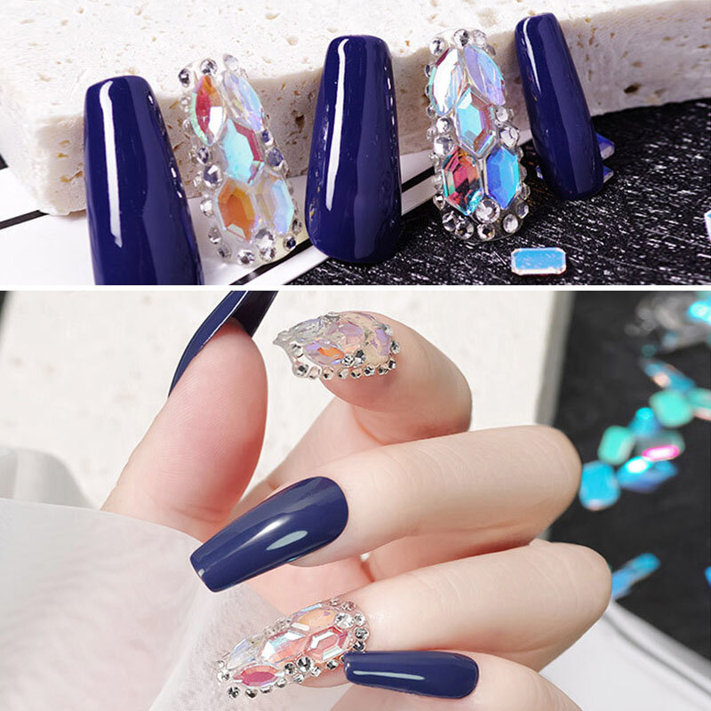 HNUIX 50 шт. в форме ногтей сверло разразы детали Аврора Иллюзия прозрачный кристалл падение ромб стрела красочные плоские камни 3D драгоценные ...