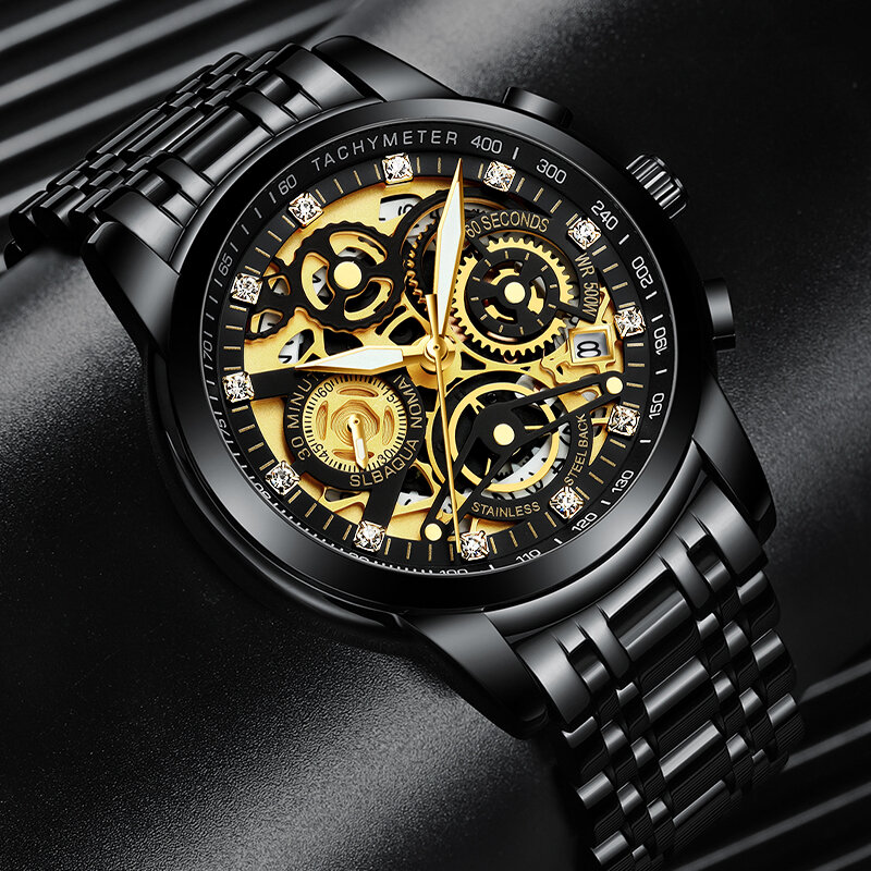 Zegarki mężczyźni Fashon luksusowa marka nekttom Sport wodoodporny męski kalendarz zegarek z małymi dłońmi stalowy zegarek kwarcowy relogio masculino