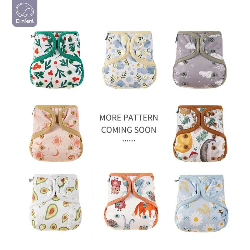 Elinfant-cubierta de pañal para recién nacido, lavable, con dibujos de animales, ajustable, pañales de tela reutilizables disponibles