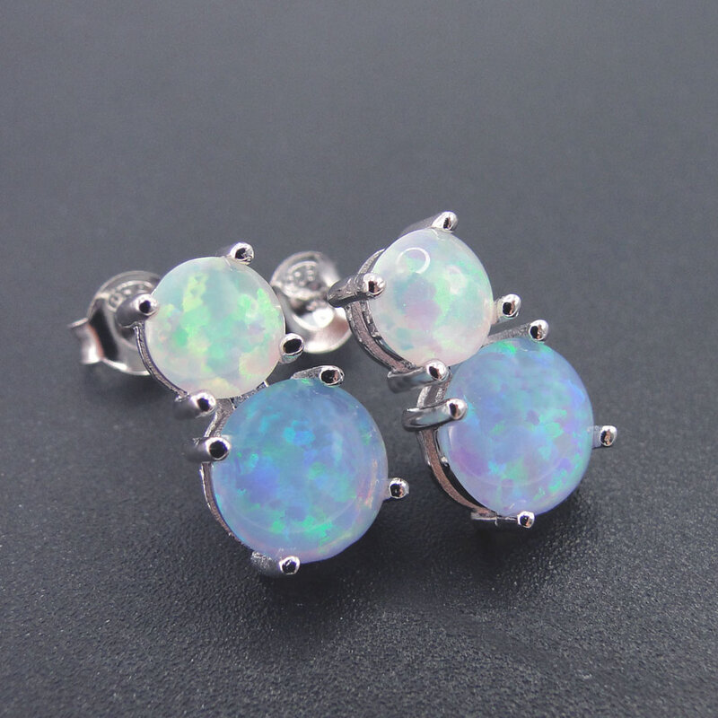Opal Earring Natuurlijke En Echte Opaal Messing Gems Stud Oorbel