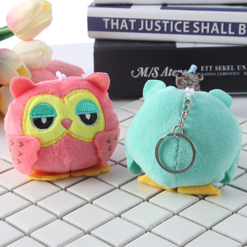 Stuffed animal Fluffy owl key ring small Pendant dolls Wedding Party Gift Plush Toys Sweet OWL 9CM Plush keychain toys