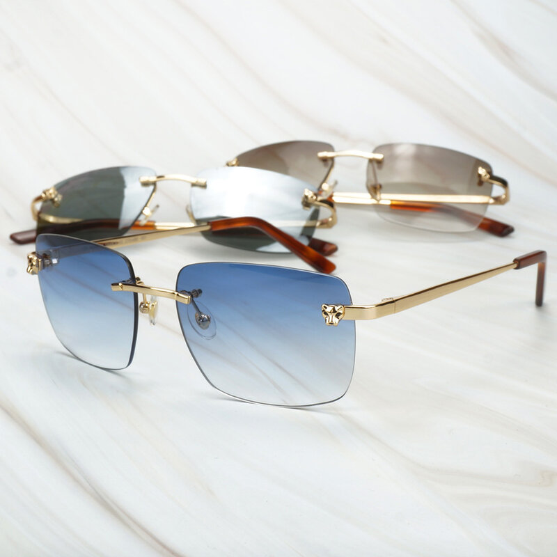 Солнцезащитные очки Мужские леопардовые, без оправы, для вождения, свадьбы, клуба, Картера, оправа для украшения