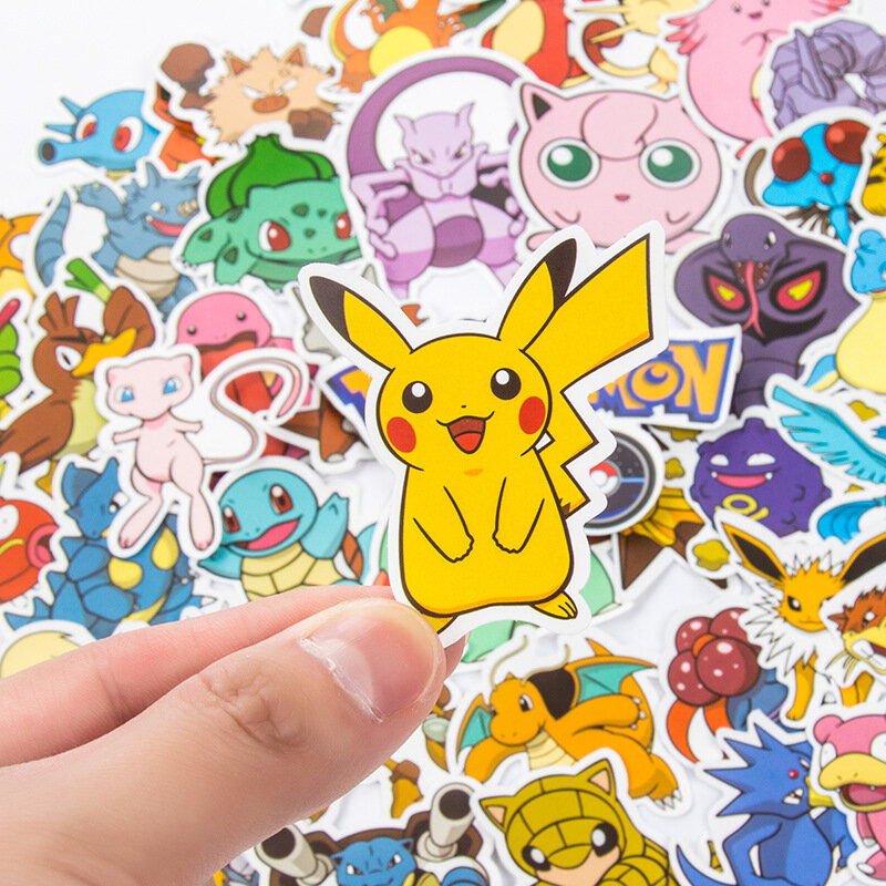 Adesivos Pokémon impermeáveis para crianças, Kawaii Pikachu, skate, bicicleta, guitarra, laptop, brinquedos, 50 pcs, 100pcs