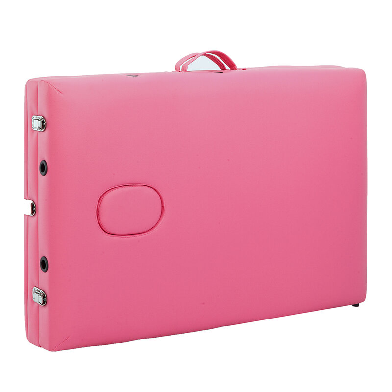 Cama plegable portátil de aluminio para masaje de pies, mesa de belleza, 3 secciones, 185x60x81cm, 60CM de ancho, color rosa