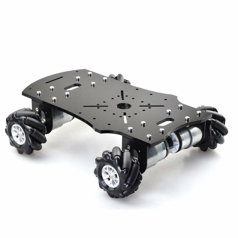 Chassis Mobil Robot Roda Mecanum 60Mm Beban 4WD 5KG Termurah dengan DC 12V Encoder Motor untuk Proyek DIY Arduino Raspberry Pi