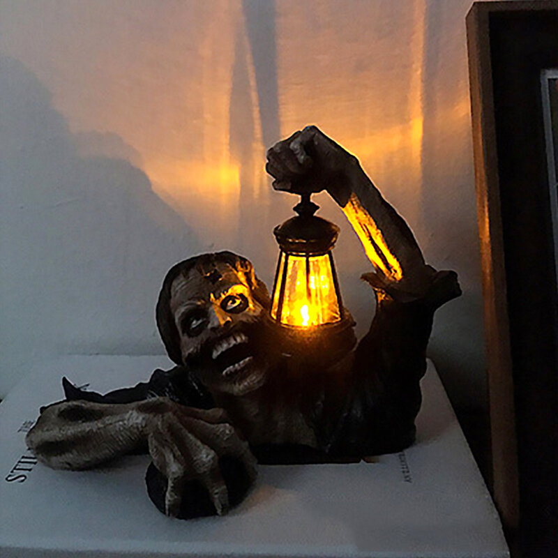 Lámpara con linterna Led para decoración de la habitación, lámpara de césped, estatuas de zombies, escultura de película de Horror, estatua de zombis que camina, estatua para decoración del jardín