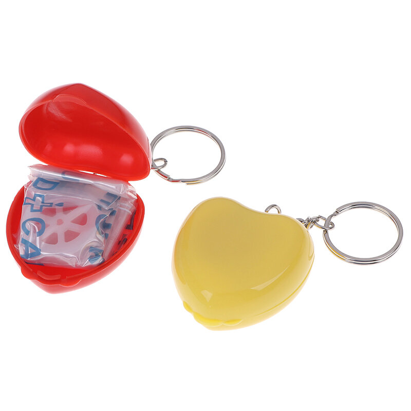 1pc CPR maski brelok usta do ust Rescue Shields w Mini Heart Box Red Cpr maska apteczka Portable