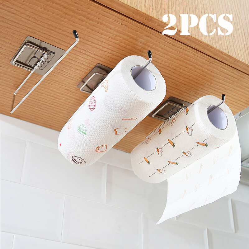 Soporte de papel higiénico colgante de 1/2 piezas, soporte de rollo de papel, toallero de baño, soporte de cocina, estante de papel, bastidores de almacenamiento para el hogar
