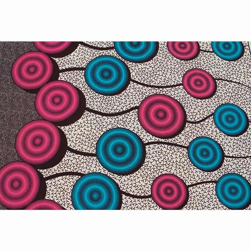 2019 New African Fabric Pure Cotton Pink And Blue Print Fabric For Party Dress High Quality Wax