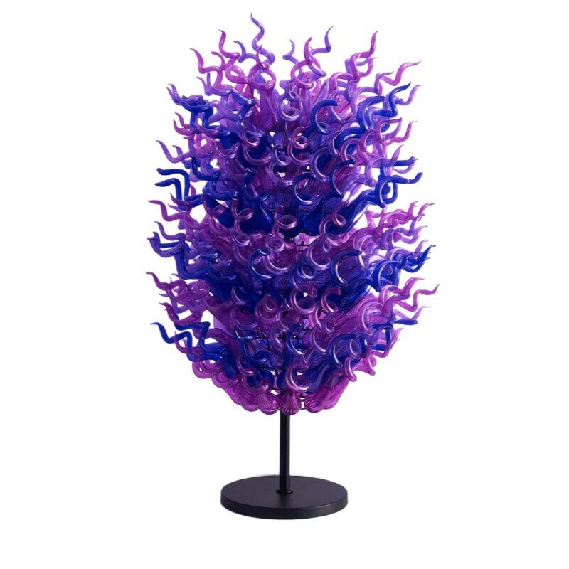 Luxury Purple Sculpture LED Glass Floor Light Height 130cm Big Standing LightCreative Art Glass Floor Lamp for Home Hotel
