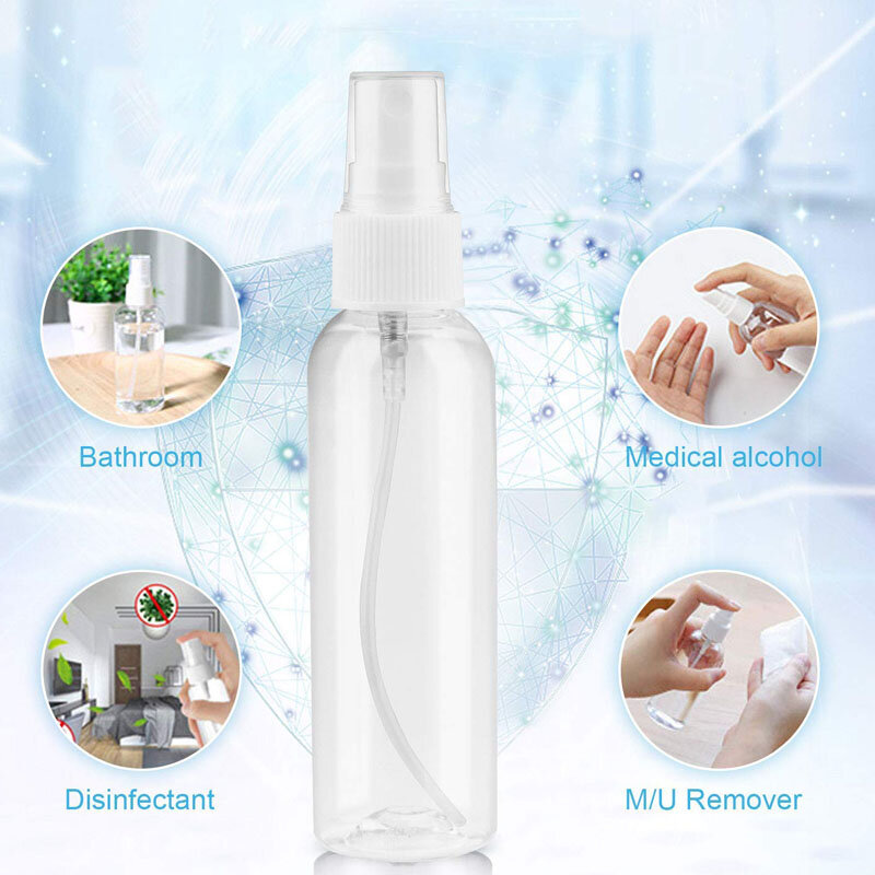 Botol semprot portabel plastik PET Bening, 3/5/10 buah dapat diisi ulang 10ml 30ml 50ml 60ml 100ml