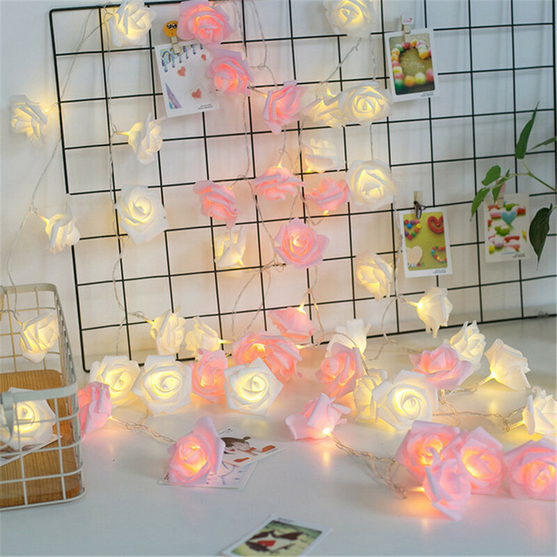 10/20/40LEDs różowe łańcuchy świetlne USB/zasilanie bateryjne kwiatową wróżkę świąteczne girlandy na walentynkowe dekoracje ślubne