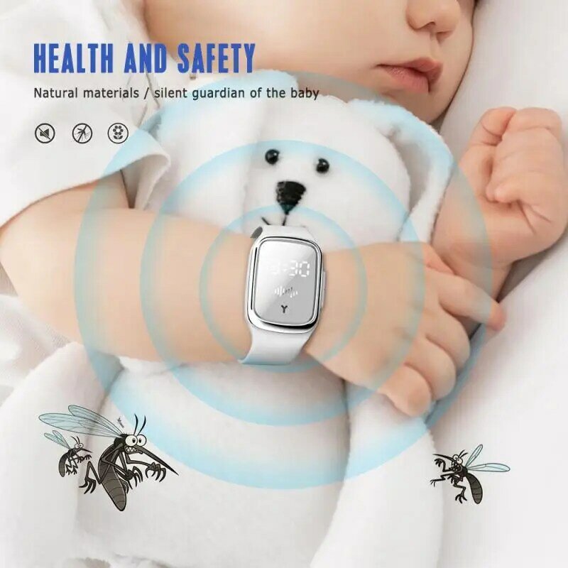 Pulsera Antimosquitos ultradźwiękowy zegarek na komary dla M2 2020 nowy ultradźwiękowy owad odstraszacz szkodników z wyświetlaczem czasu LED
