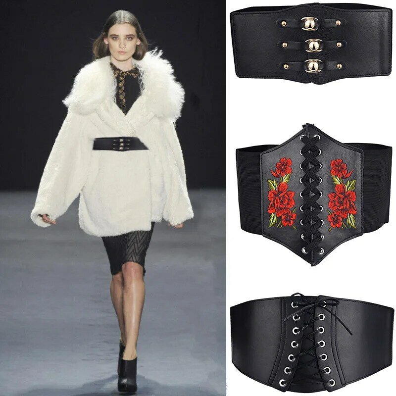 2021 nova cinta feminino decoração com saia, uso exterior moda simples restrição cintura acessórios elástico largo cinto das senhoras