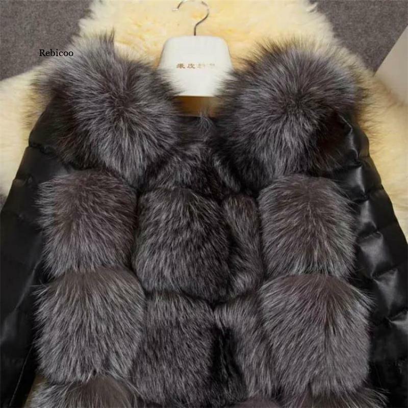 Manteau d'hiver en fausse fourrure de renard pour femmes, Slim et décontracté, manches en Pu, veste chaude avec glands de fourrure, vêtements d'extérieur