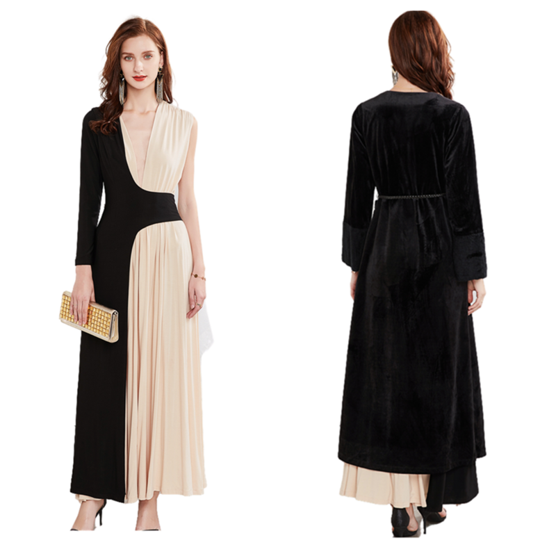 신상품 빈티지 V 넥 화이트 블랙 짧은 이브닝 드레스, 간단한 이브닝 드레스, Abiye 저렴한 이브닝 가운