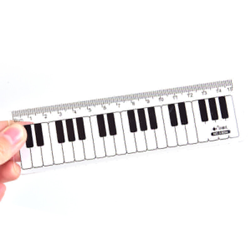 Régua Teclado Piano Criativo, Plástico Preto e Branco, Régua Teclado, 15cm, 6in